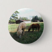 Bruin blond, twee miniatuurpaarden, "Little Pony" Ronde Button 5,7 Cm (Voorkant)
