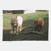 Bruin blond, twee miniatuurpaarden, "Little Pony" Theedoek (Horizontaal)
