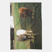 Bruin blond, twee miniatuurpaarden, "Little Pony" Theedoek (Verticaal)