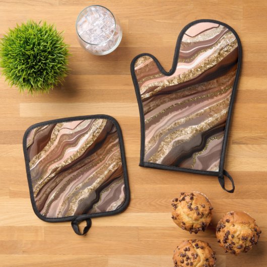 BRUIN BLUSH GOUDEN AGAAT LOOK ABSTRACTS OVENWANT & PANNENLAP SET (Top down)