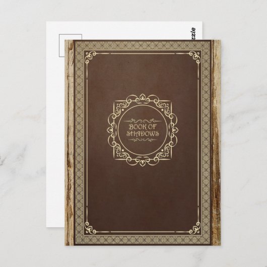 Bruin boek van schaduwen verdrietig oud hout briefkaart (Voorkant / Achterkant)