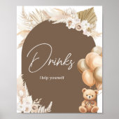 Bruin Boho Beer ballon Baby shower Drinken Poster (Voorkant)