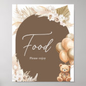 Bruin Boho Beer Ballon Baby shower Voedsel Poster (Voorkant)