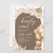 Bruin Boho Beer Balloon Baby shower Kaart (Voorkant)