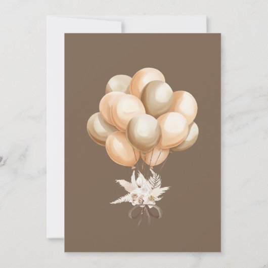 Bruin Boho Beer Balloon Baby shower Kaart (Achterkant)