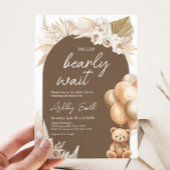 Bruin Boho Beer Balloon Baby shower Kaart