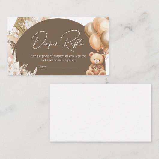 Bruin Boho Beer Balloon Baby shower Luier Raffle Informatiekaartje (Voorkant / Achterkant)