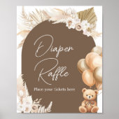 Bruin Boho Beer Balloon Baby shower Luier Raffle Poster (Voorkant)
