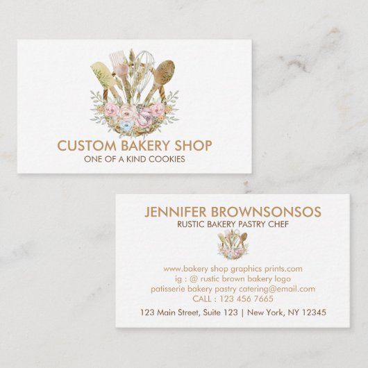 Bruin Boho Kokerventilator Rustische bakkerij Visitekaartje (Voorkant / Achterkant)