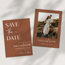 Bruin Boho minimale bruiloft Save the Date