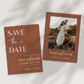 Bruin Boho minimale bruiloft Save the Date Kaart