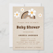 Bruin Boho Rainbow & Daisy Floral Sand Baby shower Kaart (Voorkant)