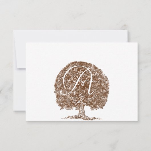 Bruin-Boom-bruiloft Monogram-antwoordkaart Kaart (Achterkant)
