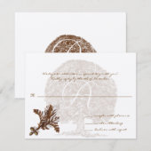 Bruin-Boom-bruiloft Monogram-antwoordkaart Kaart (Voorkant / Achterkant)