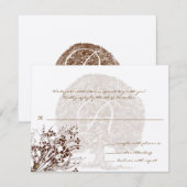Bruin-Boom-bruiloft Monogram-antwoordkaart Kaart (Voorkant / Achterkant)