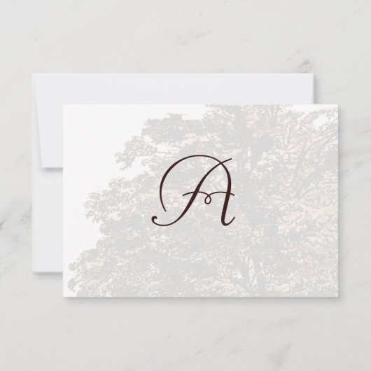 Bruin-Boom-bruiloft Monogram-antwoordkaart RSVP Kaartje (Achterkant)