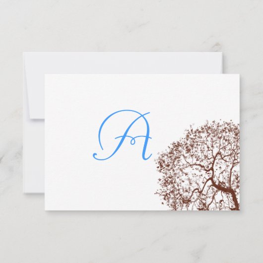 Bruin-Boom-bruiloft Monogram-antwoordkaart RSVP Kaartje (Achterkant)