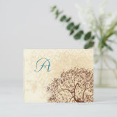 Bruin-Boom-bruiloft Monogram-antwoordkaart Uitnodiging Briefkaart (Staand voorkant)