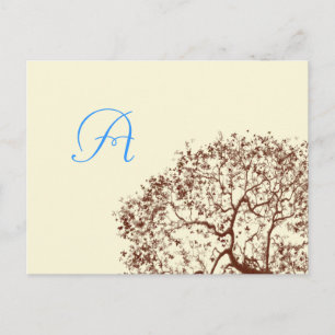 Bruin-Boom-bruiloft Monogram-antwoordkaart Uitnodiging Briefkaart