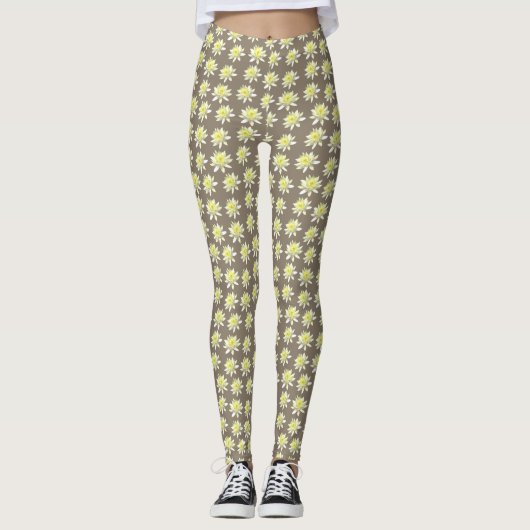 Bruin Bord Bloom Floral Pattern Leggings (Voorkant)