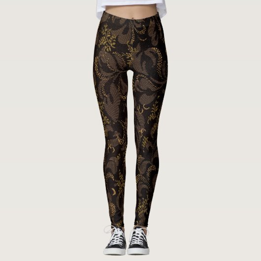 Bruin borduurwerk leggings (Voorkant)
