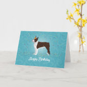 Bruin Boston Terrier Birthday Design Kaart (Gele Bloem)
