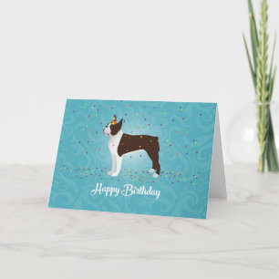 Bruin Boston Terrier Birthday Design Kaart