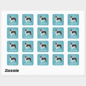 Bruin Boston Terrier Birthday Design Vierkante Sticker (Vel)