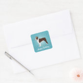 Bruin Boston Terrier Birthday Design Vierkante Sticker (Envelop)