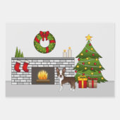 Bruin Boston Terrier in een feestelijke kerstzaal Inpakpapier Vel (Voorkant 2)