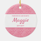 Bruin Boston Terrier op roze hartstip Memorial Keramisch Ornament (Achterkant)