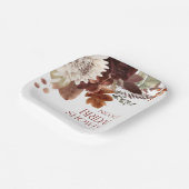 Bruin Bourgondië Herfst Verliefd Bloemend Bruidsui Papieren Bordje (Gebogen)