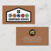 Bruin bouwframe met klusjesman-gereedschap visitekaartje (Voorkant / Achterkant)