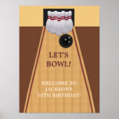 Bruin Bowling Birthday Party Poster (Voorkant)