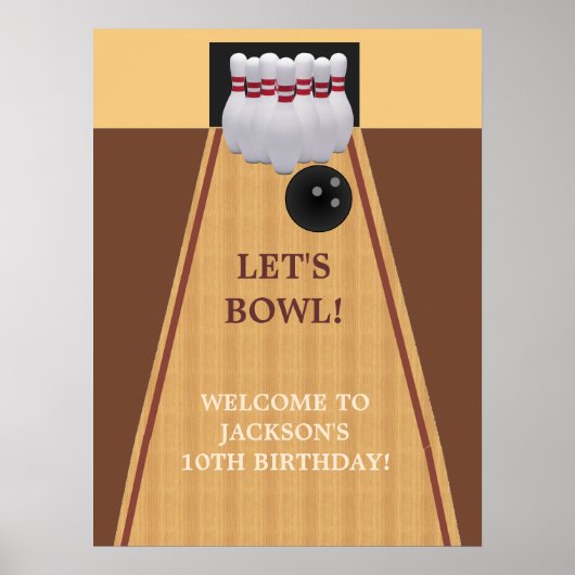 Bruin Bowling Birthday Party Poster (Voorkant)