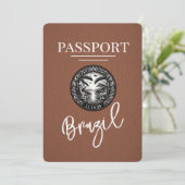Bruin Brazilië paspoort Bewaar de datum Save The Date (Staand voorkant)