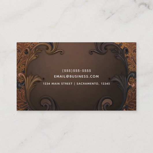 bruin brons Fancy gouden sierbladeren Visitekaartje (Achterkant)
