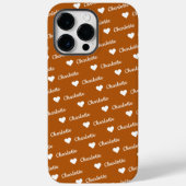 Bruin Brons Herhalende Naam Script Heart Case-Mate iPhone Case (Achterkant)
