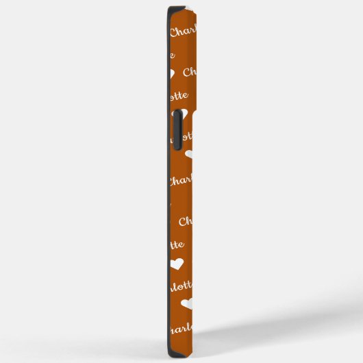 Bruin Brons Herhalende Naam Script Heart Case-Mate iPhone Case (Achterkant / Rechts)