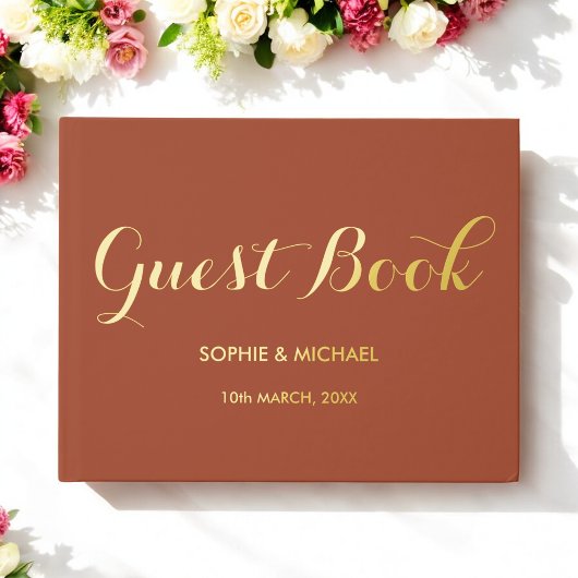 Bruin Bruid Bruid Bruidegom Monogram Folie Guestbo Gastenboek