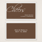 Bruin bruiloft formele aangepaste evenement drink  visitekaartje (Voorkant /achterkant)