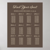 Bruin Bruiloft Receptie Zitkaart Poster (Voorkant)