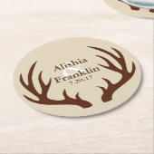 Bruin bruin Antlers Bride en bruinbruidebruindag Ronde Kartonnen Onderzetter (Gebogen)