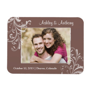 bruin-bruin Floral Foto Weddenschap Magnet Magneet
