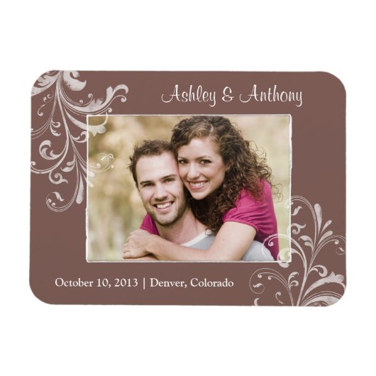 bruin-bruin Floral Foto Weddenschap Magnet Magneet (Horizontaal)