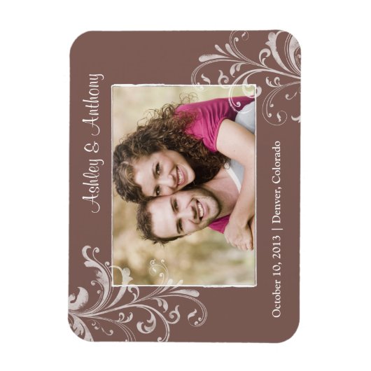  bruin-bruin Floral Foto Weddenschap Magnet Magneet (Verticaal)