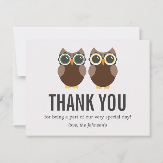 Bruin bruin ontwerp bruiloft Dank u kaarten (Voorkant)