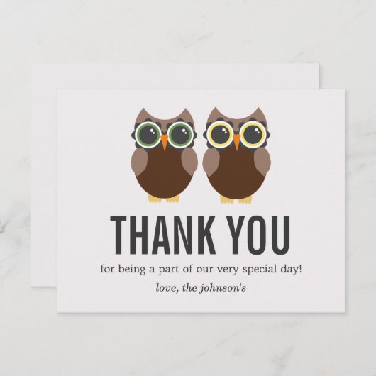 Bruin bruin ontwerp bruiloft Dank u kaarten (Voorkant / Achterkant)