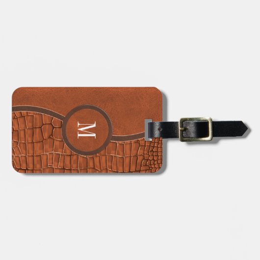 Bruin bruinvet lederen legator bagagelabel (Voorkant horizontaal)