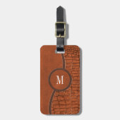 Bruin bruinvet lederen legator bagagelabel (Voorkant verticaal)